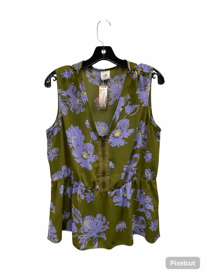 Cabi Size M Green Purple Floral Tank Top
