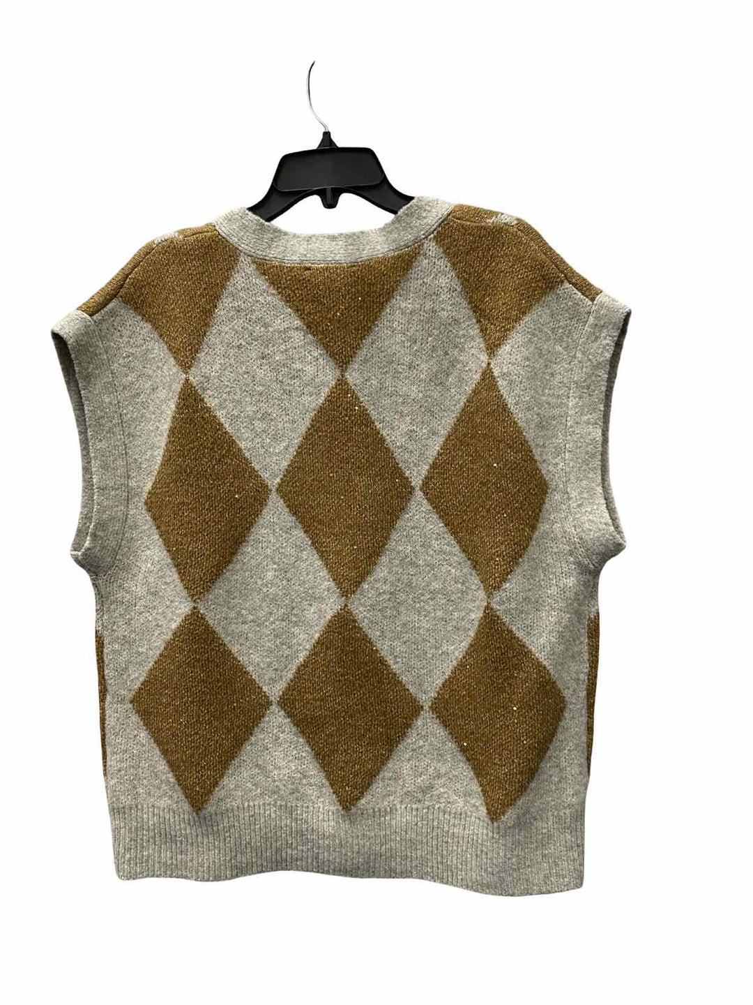 Mystree Size L Gray Beige Argyle Sweater