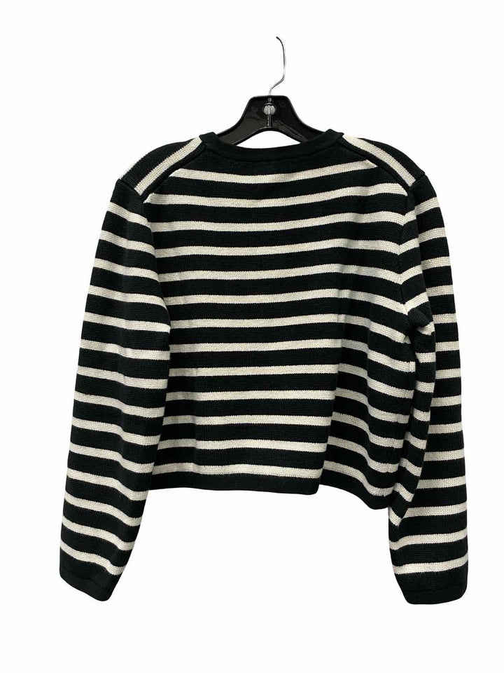 J Crew Size L Black White Striped 100% cotton Sweater