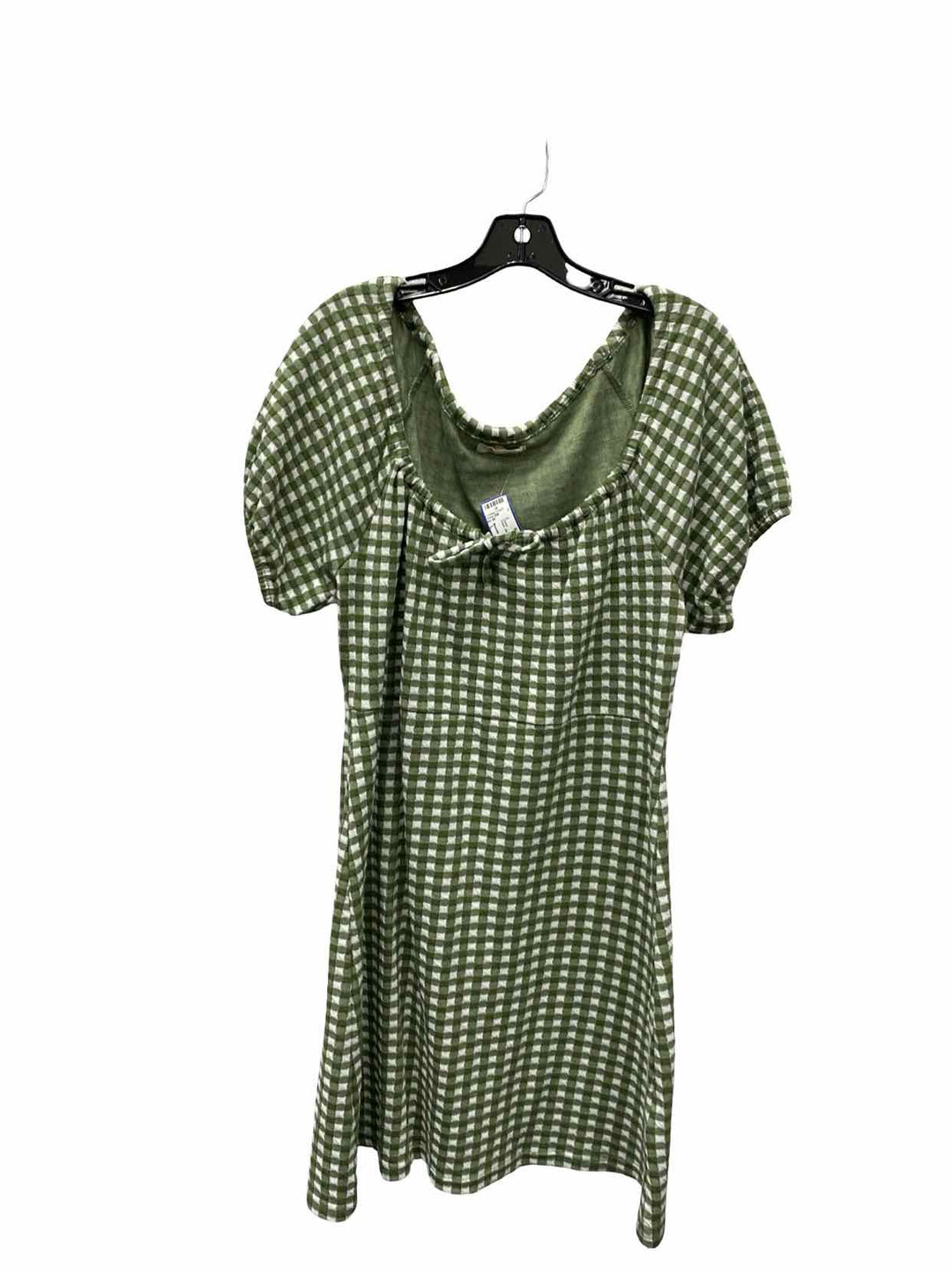 MadeWell Size L Green White Gigham Dress