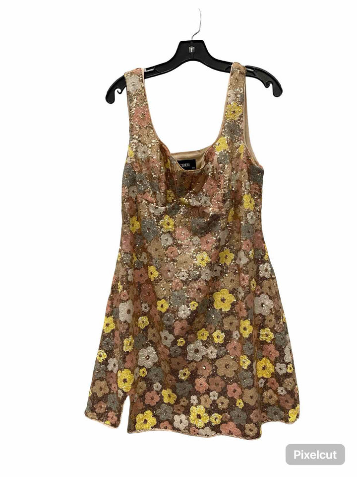 Cider Size XL Gold Floral Sequin Dress