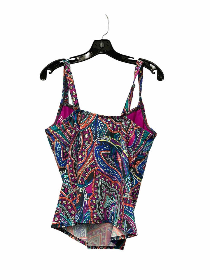 Title Nine Size 38D Purple Turquoise Print Swimsuit