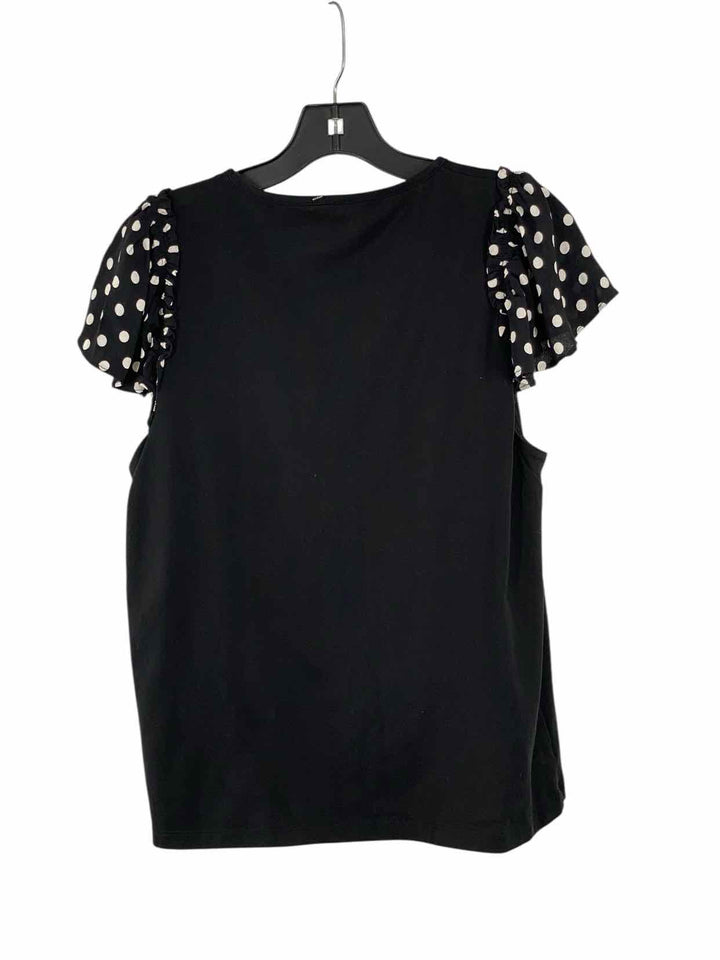 Kate Spade Size L Black White Polka Dot Short Sleeve Shirts