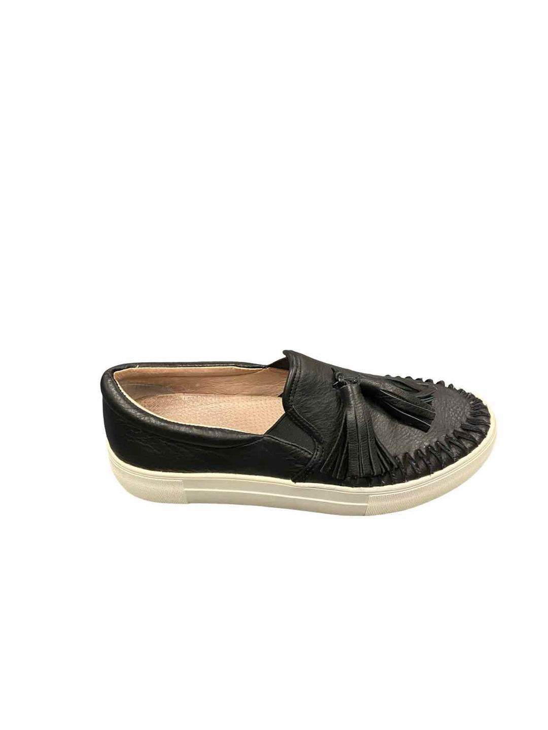 J/Slides Shoe Size 7 Black White Leather Sneakers