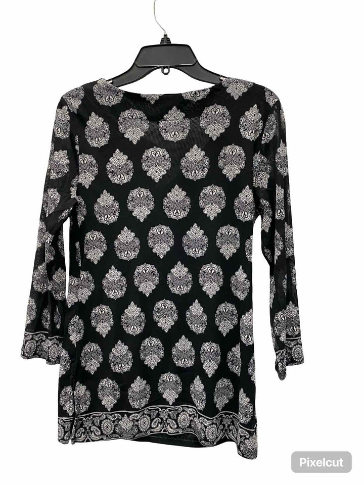 INC Size L Black White Long Sleeve Shirts