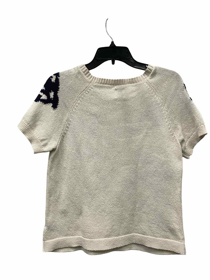 Nic + Zoe Size M White Blue Print Sweater