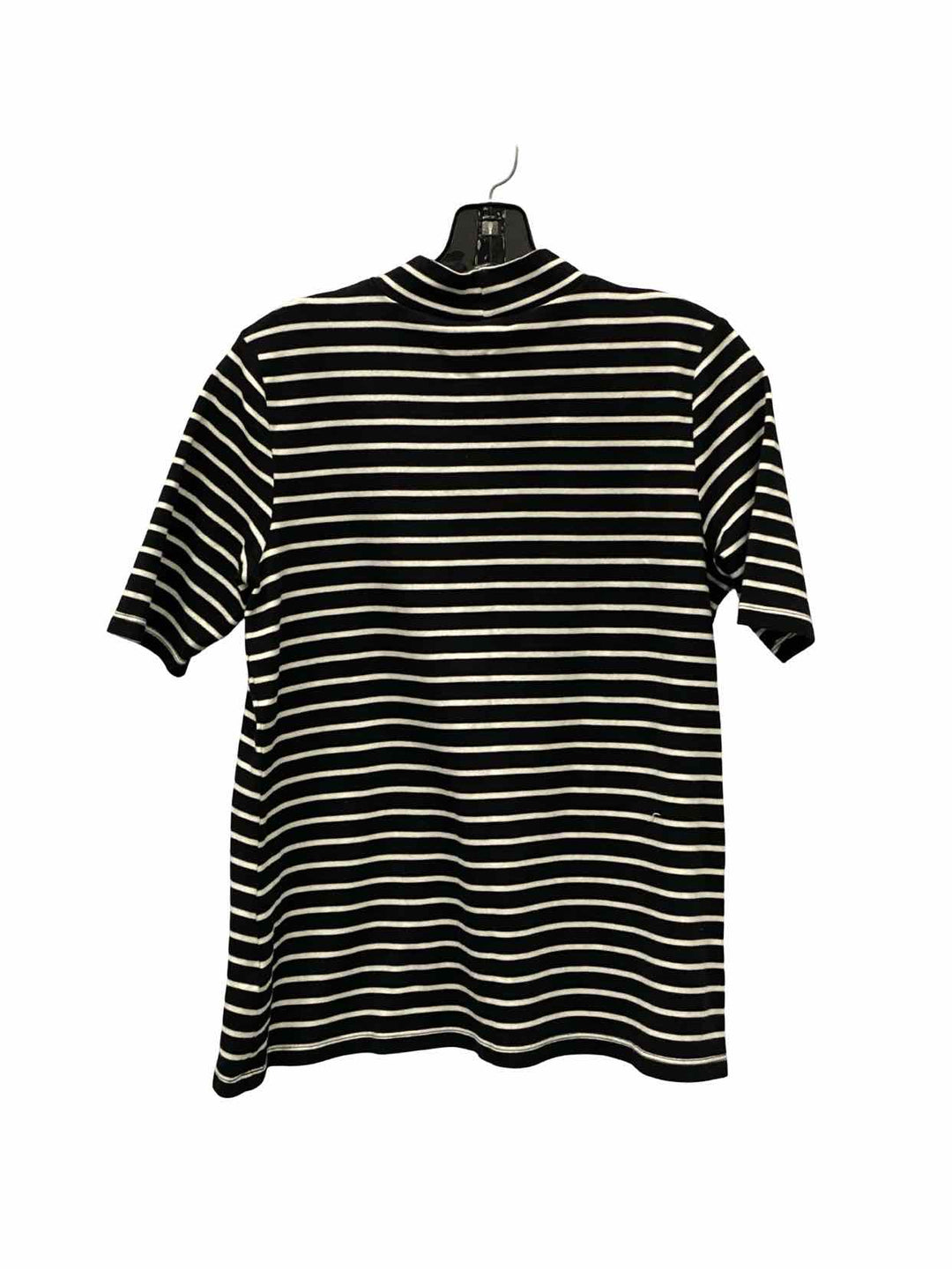 Isaac Mizrahi Live! Size M Black White Striped 100% cotton Short Sleeve Shirts