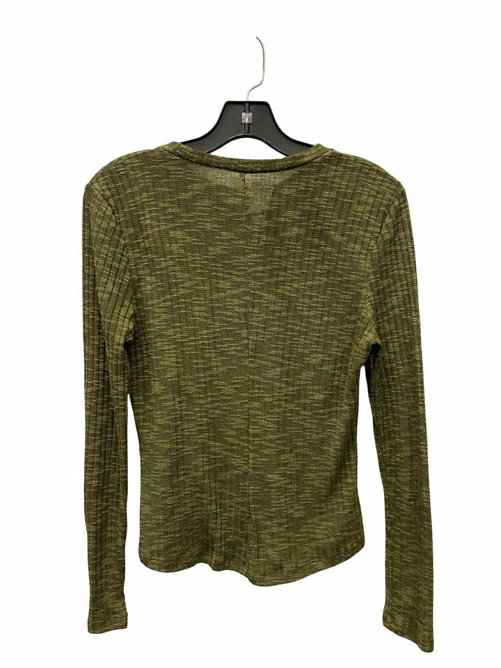 Free People Size M Green Ribbed Long Sleeve Shirts