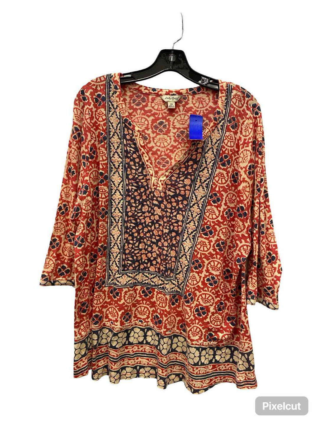 Lucky Brand Size 2XL Red Print Long Sleeve Shirts