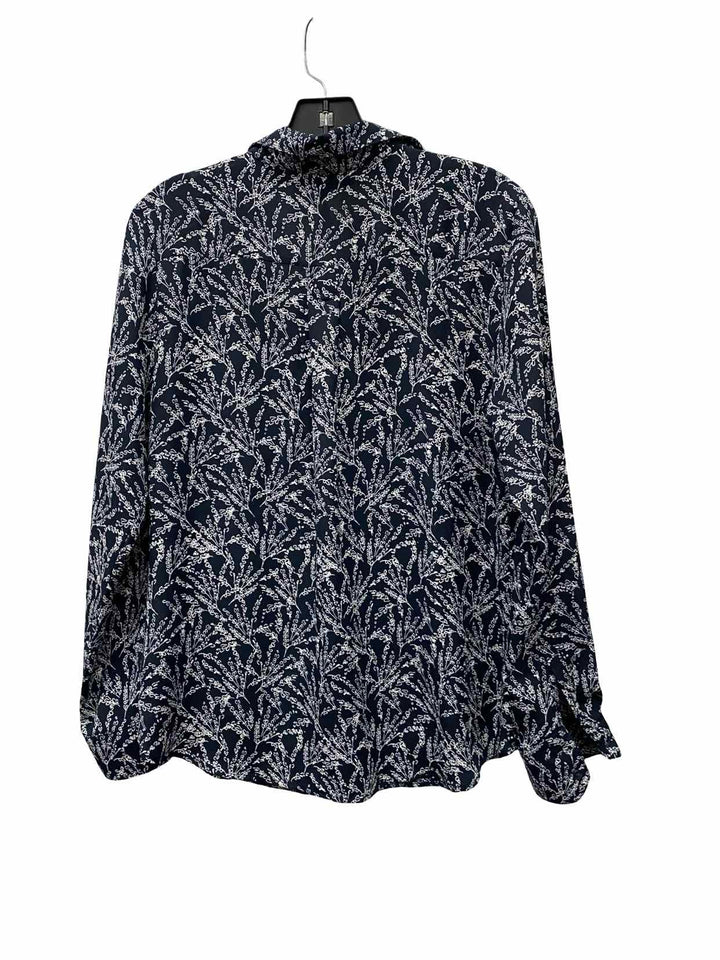 Banana Republic Size S Dark Blue White Floral Long Sleeve Shirts