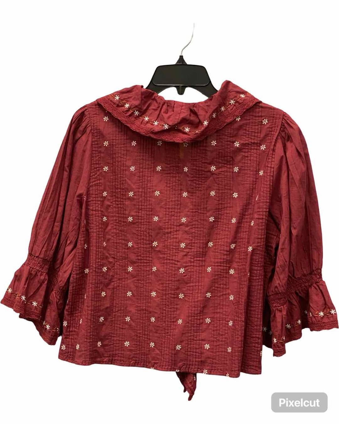 Lucky & Coco Size S Red White Floral Long Sleeve Shirts