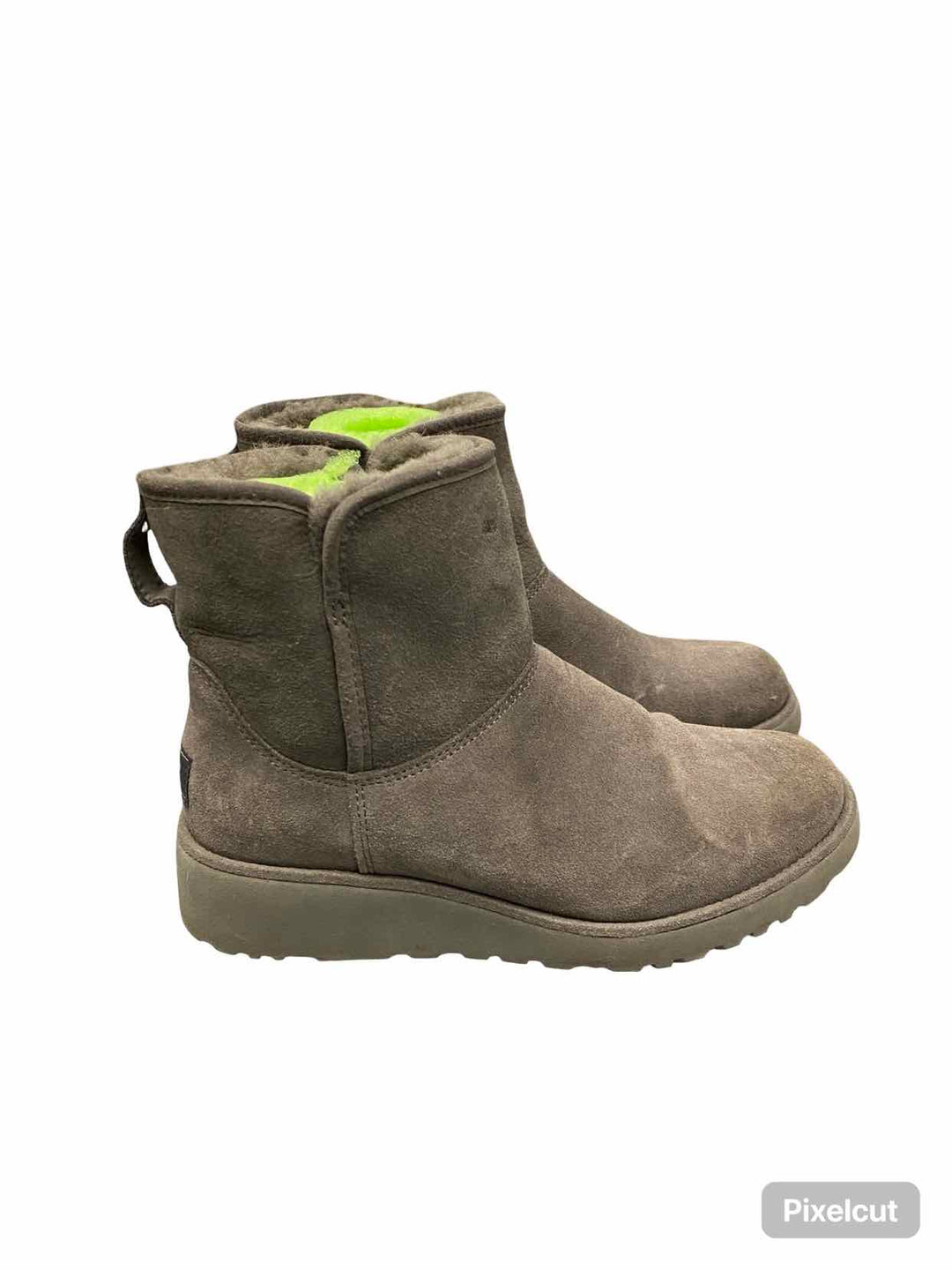 UGG Shoe Size 6.5 Charcoal Suede Kristin Wedge Sheepskin Lining Boots(Ankle)