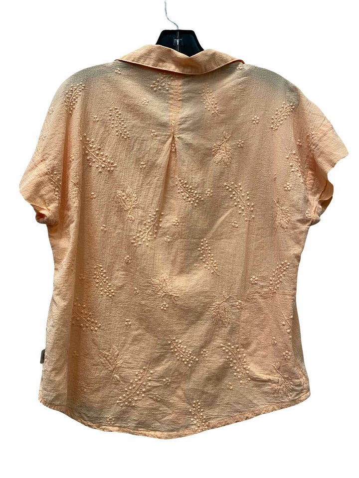 Royal Robbins Size M Peach Embroidered 100% cotton Short Sleeve Shirts