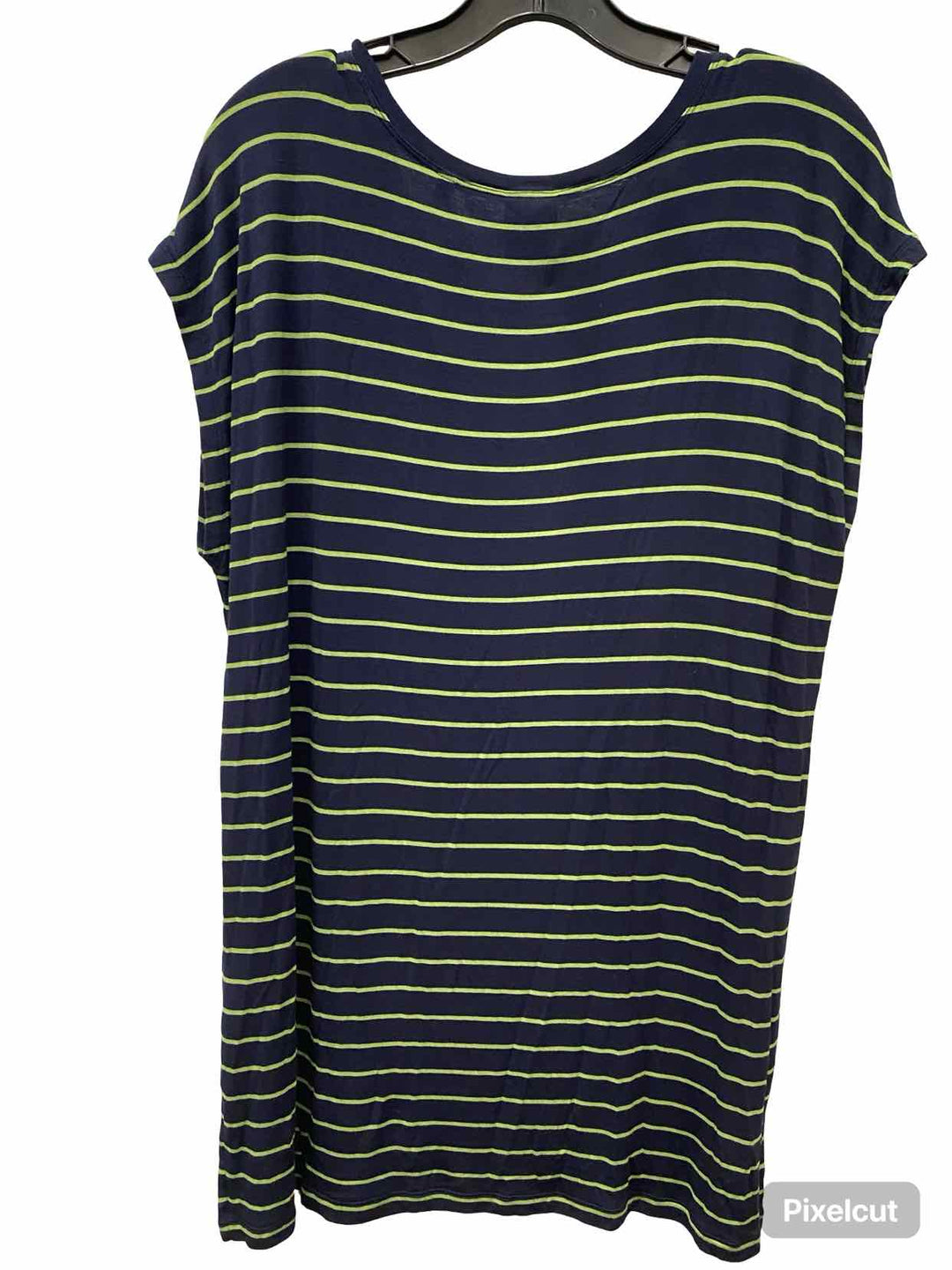 Cabi Size XL Navy Green Striped Short Sleeve Shirts