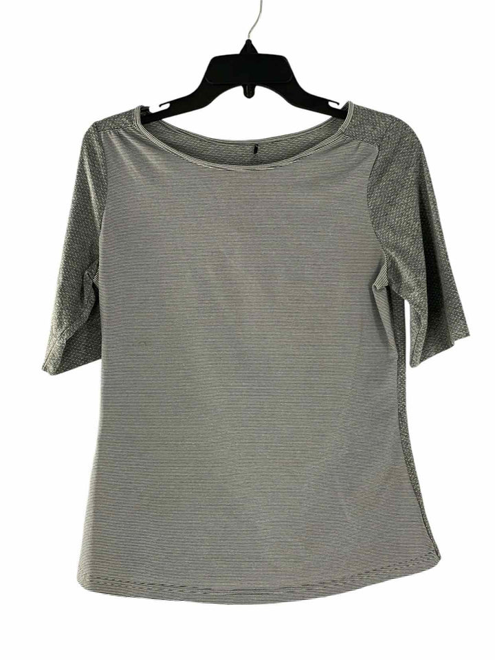 PrAna Size M Gray Stripe Athletic Short Sleeve