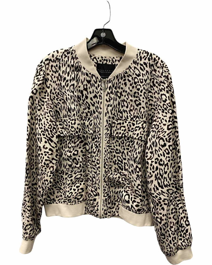 Sanctuary Size L Cream Brown Animal Print Jacket