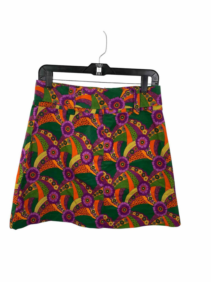 The Chain Size L Green Orange/Yellow Print Skirt
