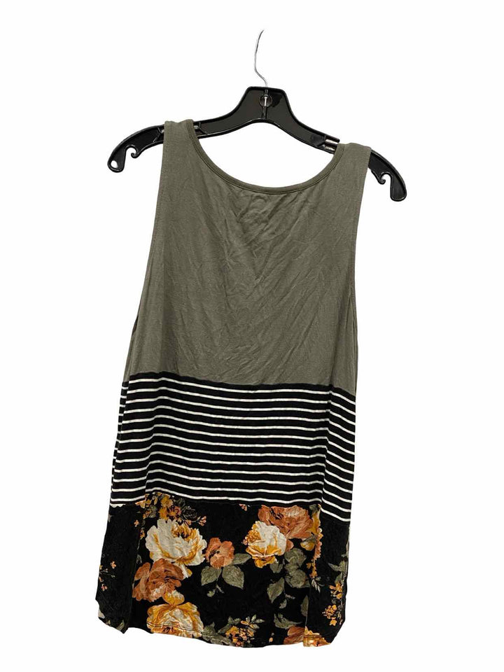 24/7 Maurices Size L Grey Black Floral Tank Top