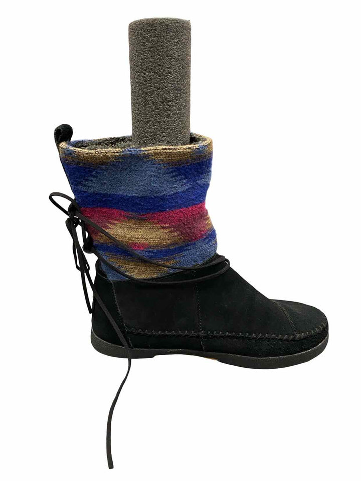 Toms Shoe Size 7 Black Leather Nepal Boots(Ankle)