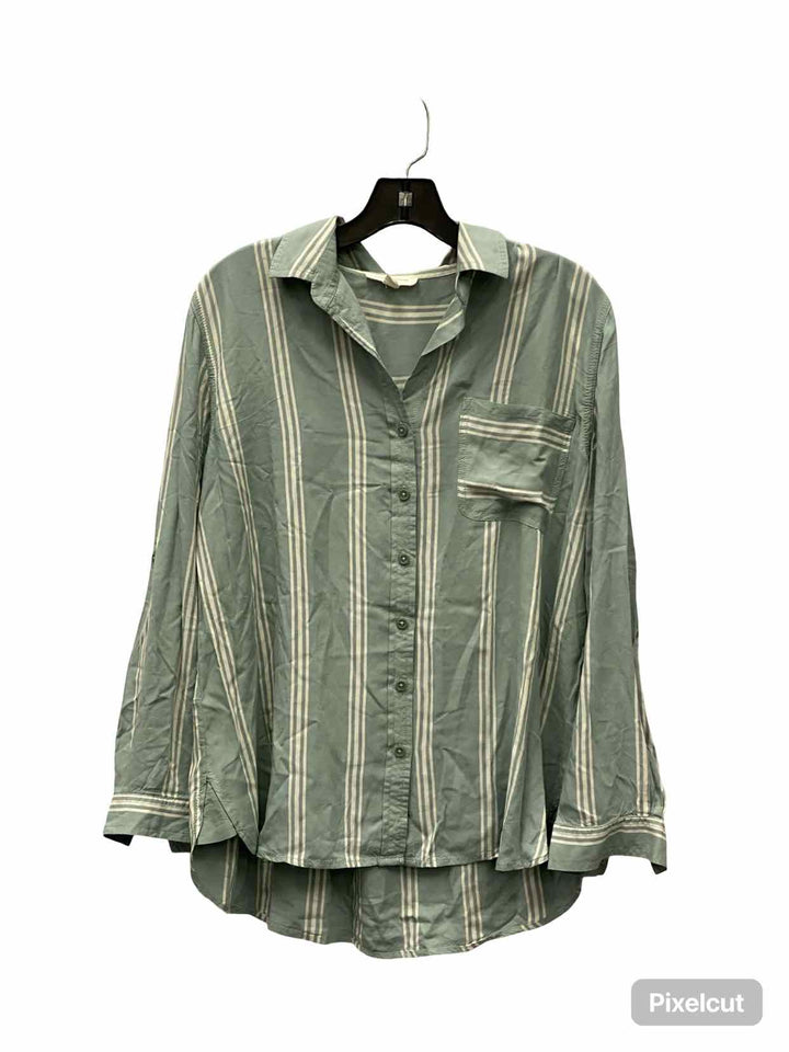 beachlunchlounge Size M Blue White Striped Long Sleeve Shirts