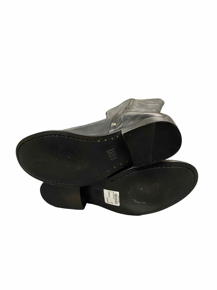 Frye Shoe Size 6 Black Leather Melissa Button Inside Zip Boots(knee)