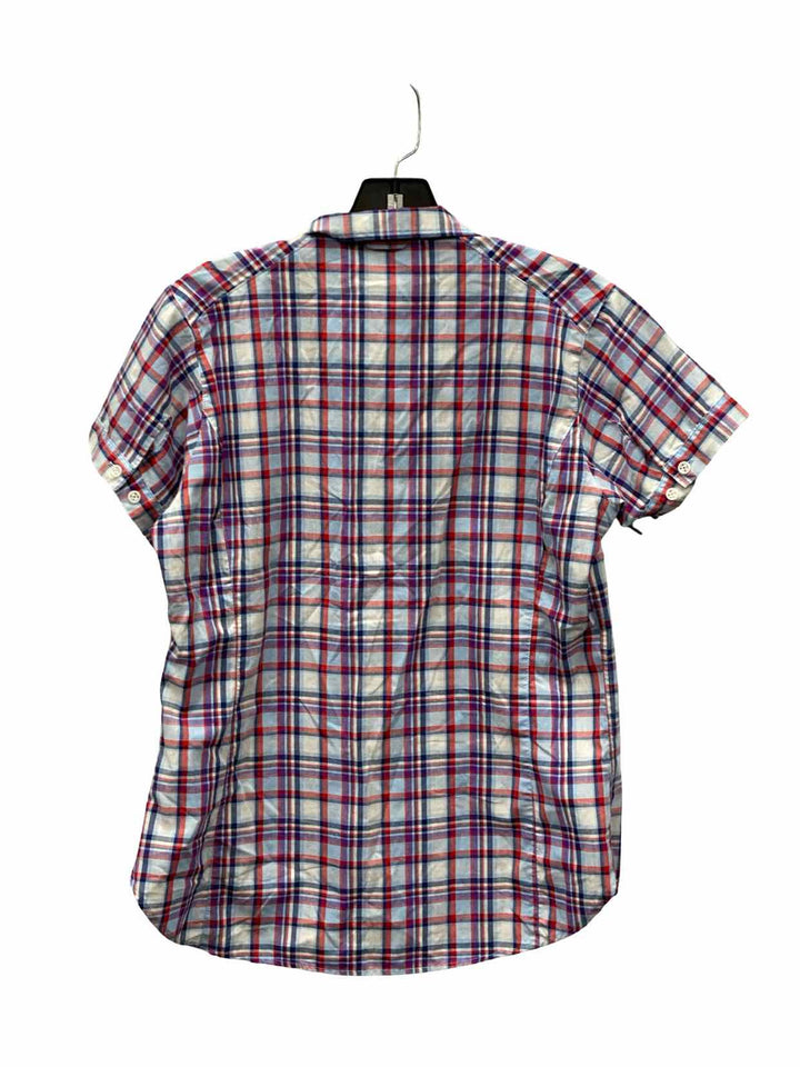 Haglofs Size M Blue Red Plaid Short Sleeve Shirts