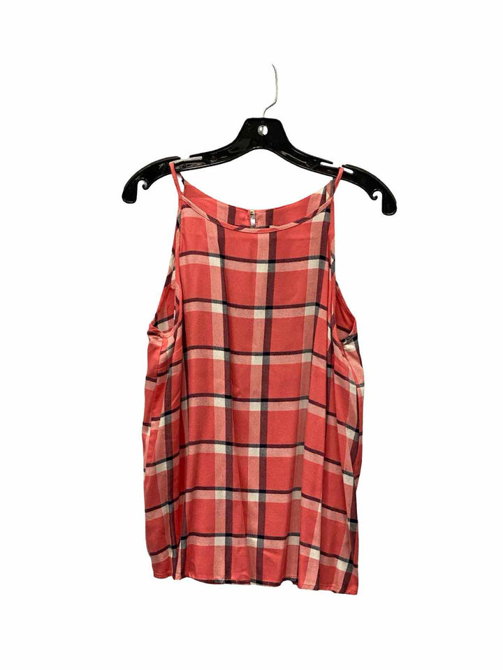 Renee C. Size S Pink Plaid Rayon Tank Top