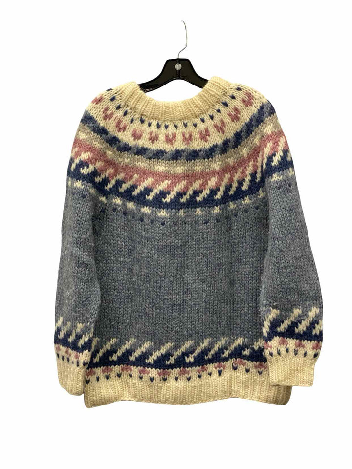 Hilda Ltd. Size L Blue Purple 100% Wool Sweater