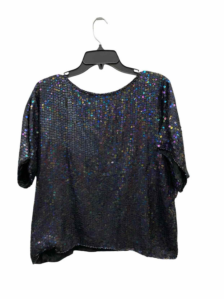 Unknown Brand Size XL Purple Blue sequined Short Sleeve Shirts