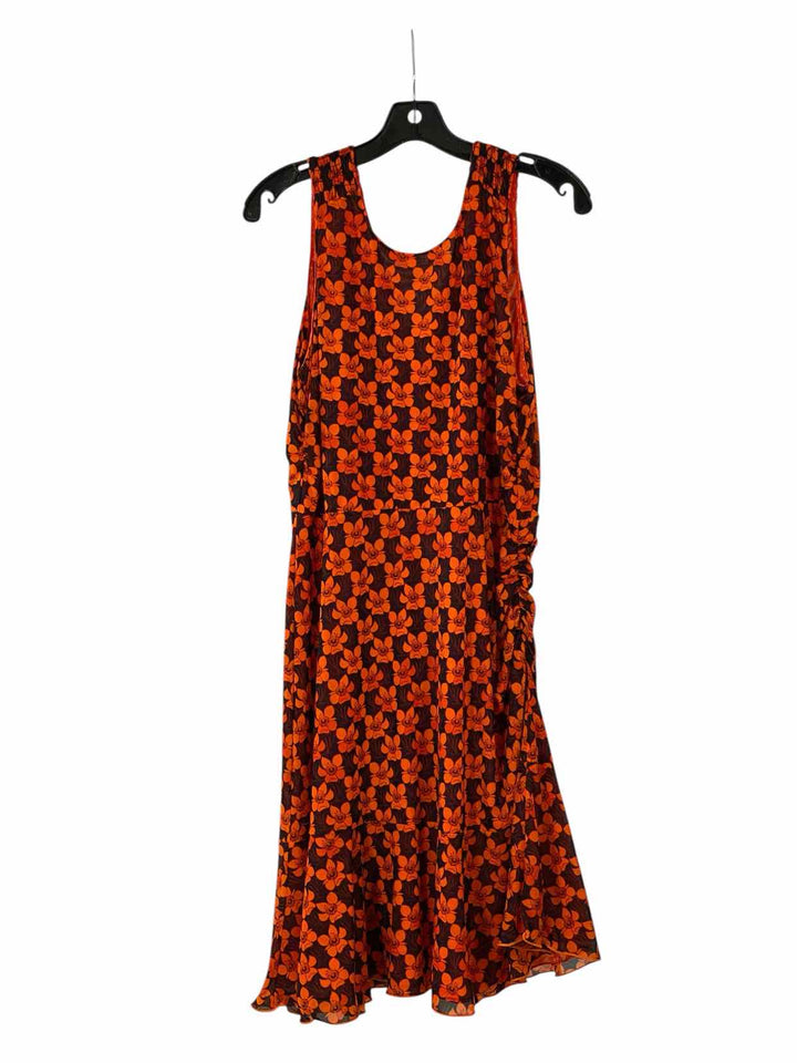 Cabi Size 8 Orange Floral/Polka Dots Dress
