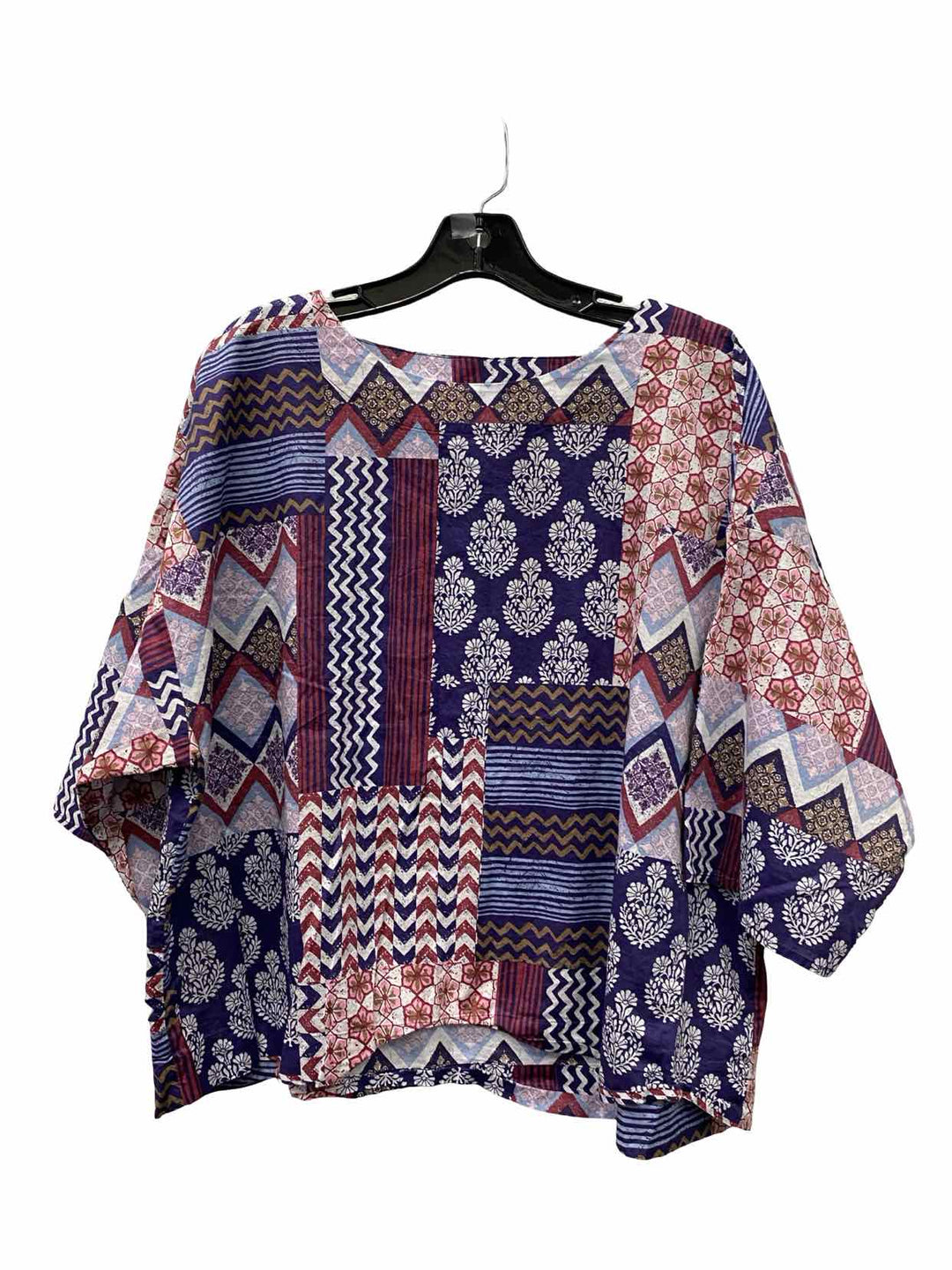 J Jill Size M Purple Print Short Sleeve Shirts