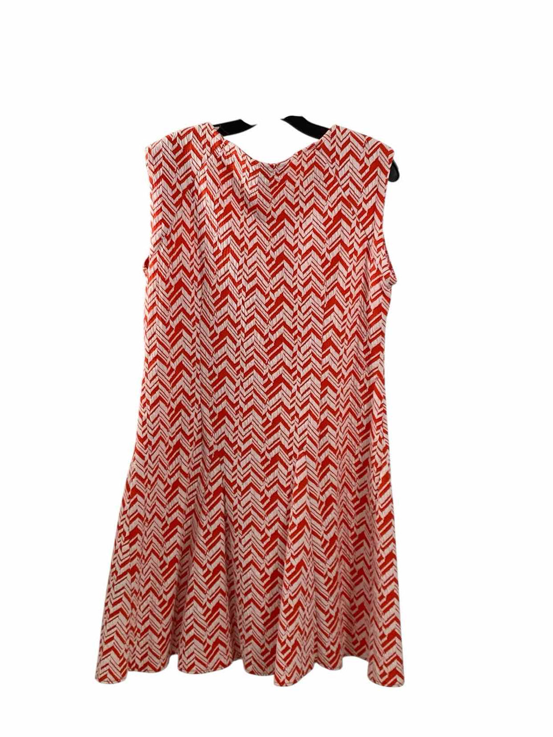 Sharagano Size 12 Orange White Print Dress