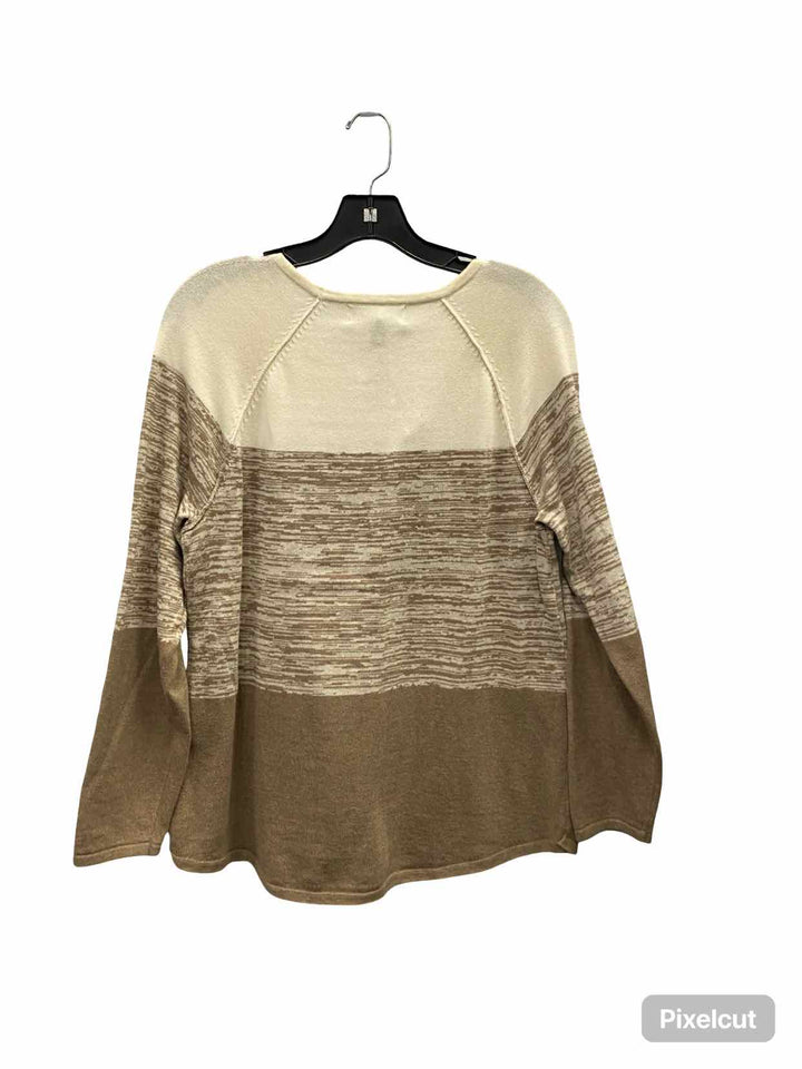 Karen Scott Size M Cream Beige Stripe Sweater