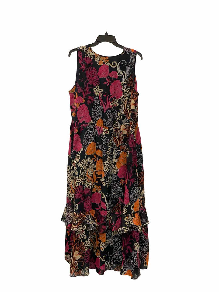 Chico's Size 3(16-18) Black Pink Floral Dress