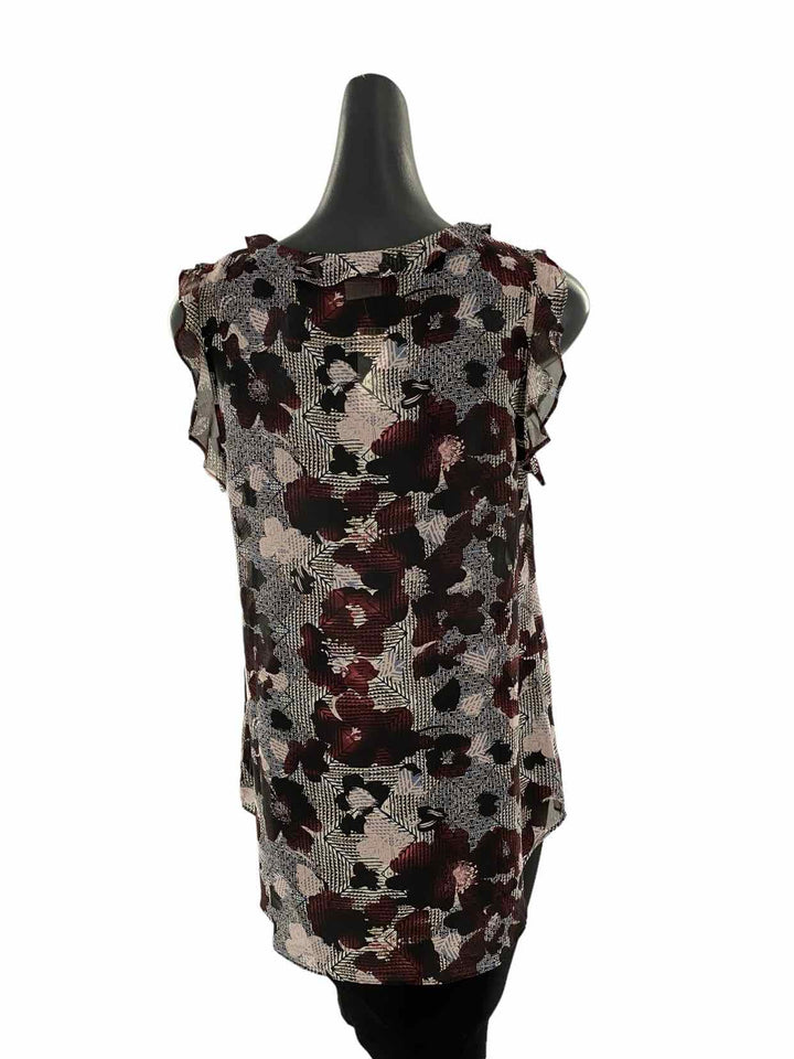 Cabi Size S white & black Red Print Sheer Tank Top