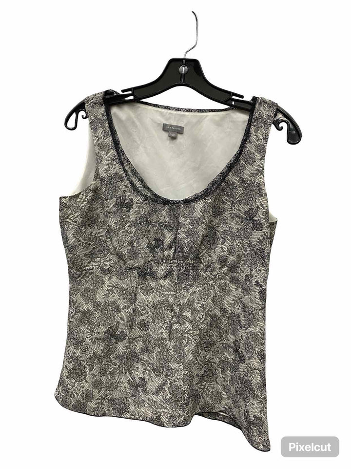 Ann Taylor Size 4 White Black Lace Tank Top