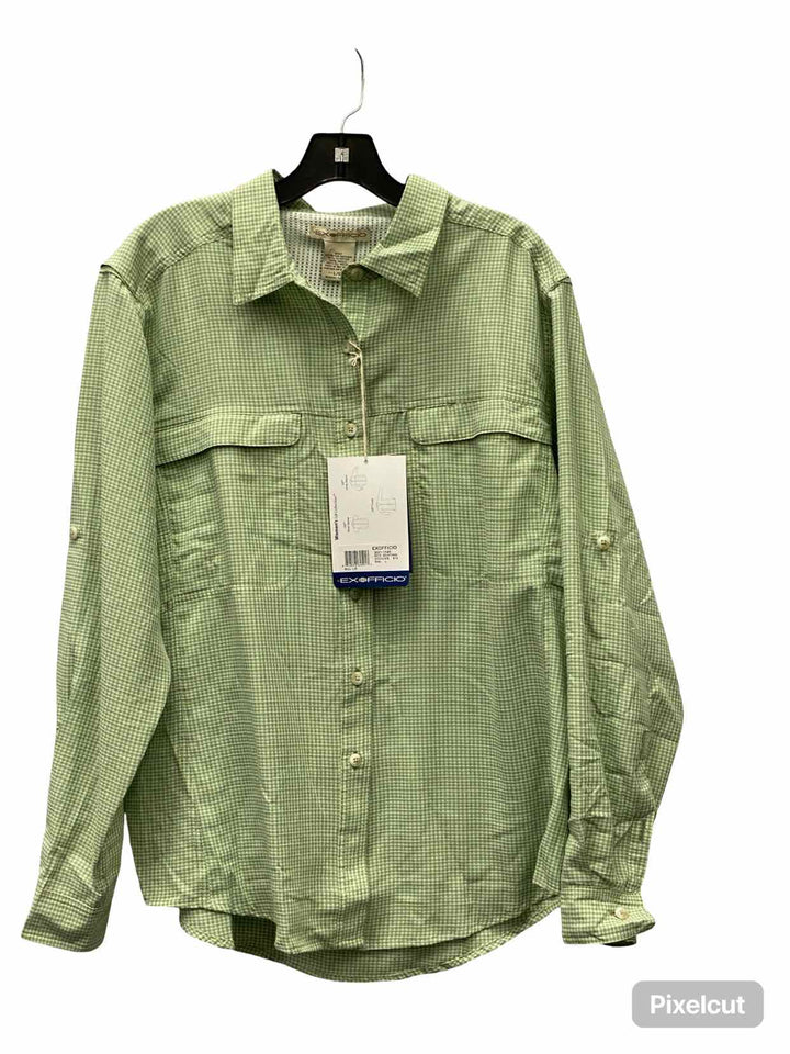 Exofficio Size L Green Checkered Long Sleeve Shirts