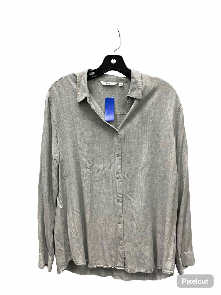 Uniqlo Size L Gray Long Sleeve Shirts