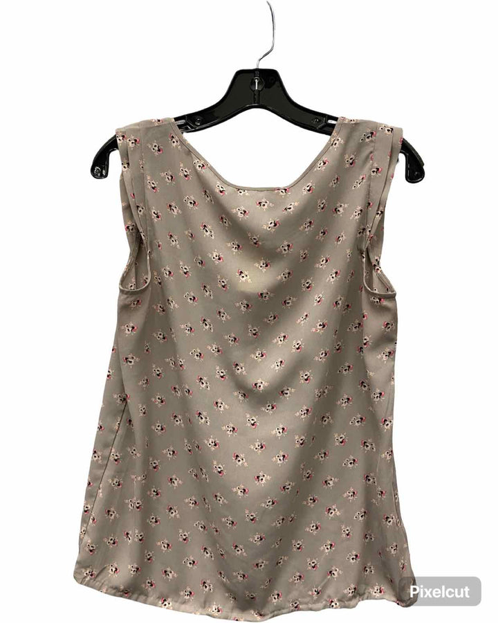 Loft Size S Gray Pink Floral Tank Top