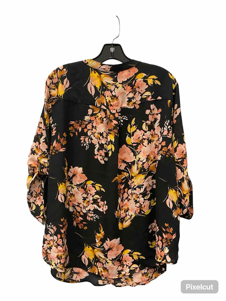 Torrid Size 2 Black Pink Floral Long Sleeve Shirts