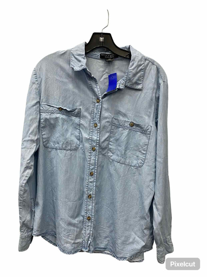 Sanctuary Size M Blue Long Sleeve Shirts