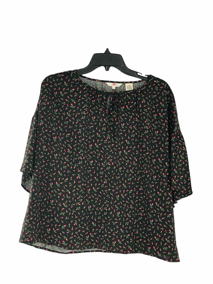 Levi's Size L Black Floral Short Sleeve Shirts