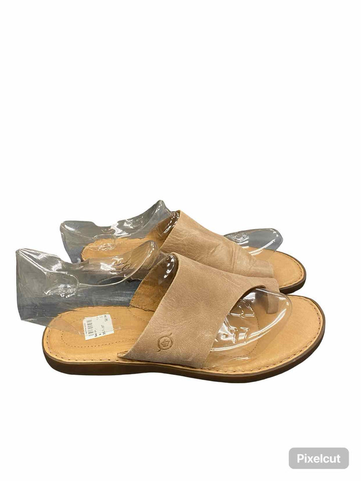 Born Shoe Size 9 Brown Leather Hinti Toe Loop Slides Sandals