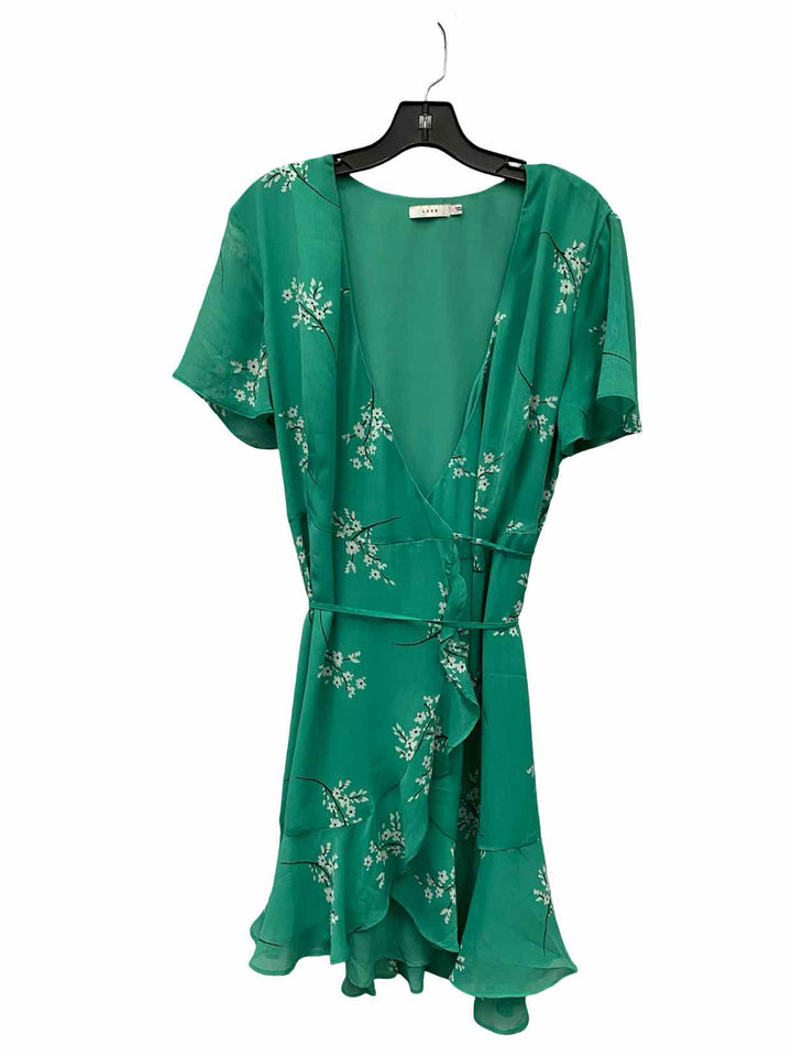 LUSH Size L Green White Floral Dress