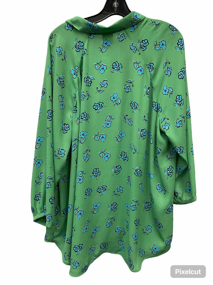 Cabi Size XXL Green Blue Floral Long Sleeve Shirts