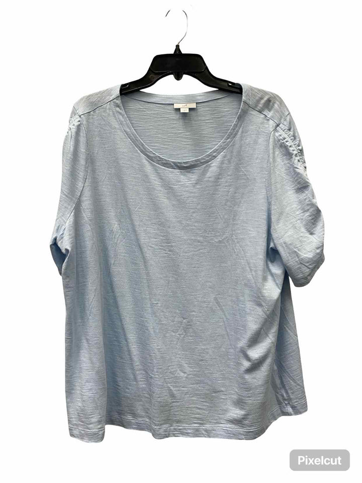 J Jill Size 2X Light Blue Short Sleeve Shirts