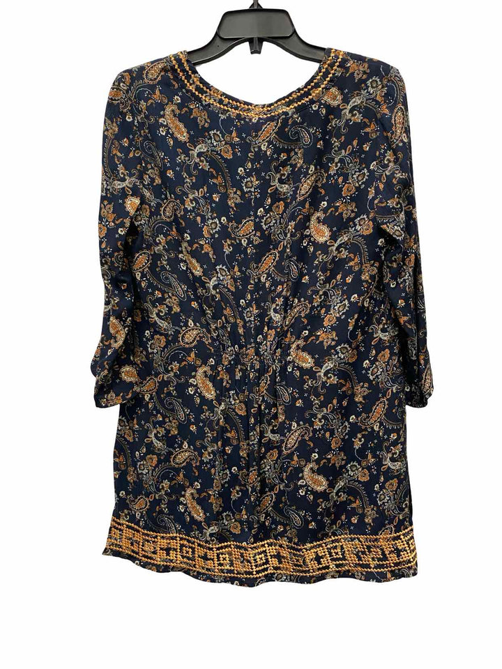 Market & Spruce Size S Navy Multi Print Long Sleeve Shirts