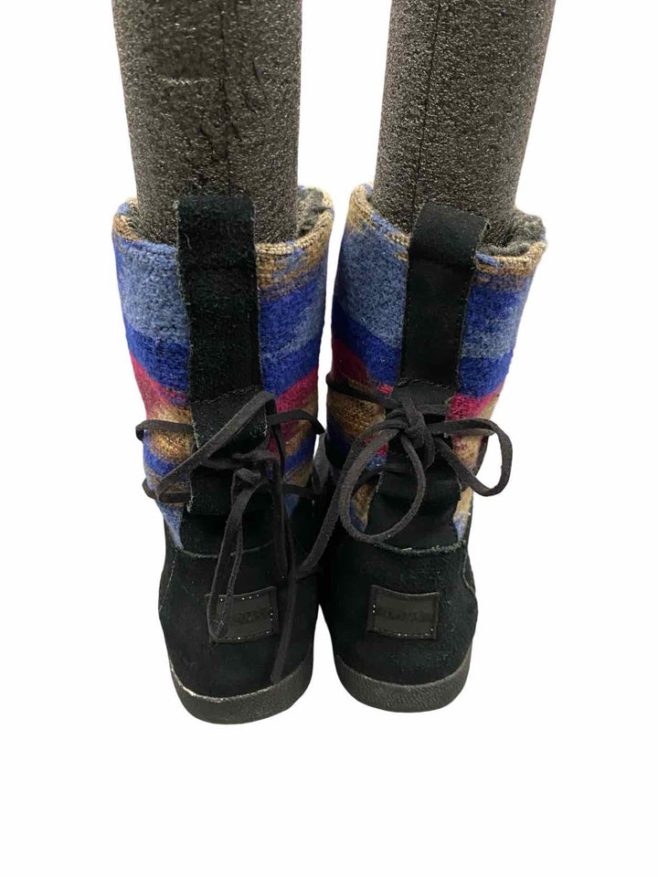 Toms Shoe Size 7 Black Leather Nepal Boots(Ankle)