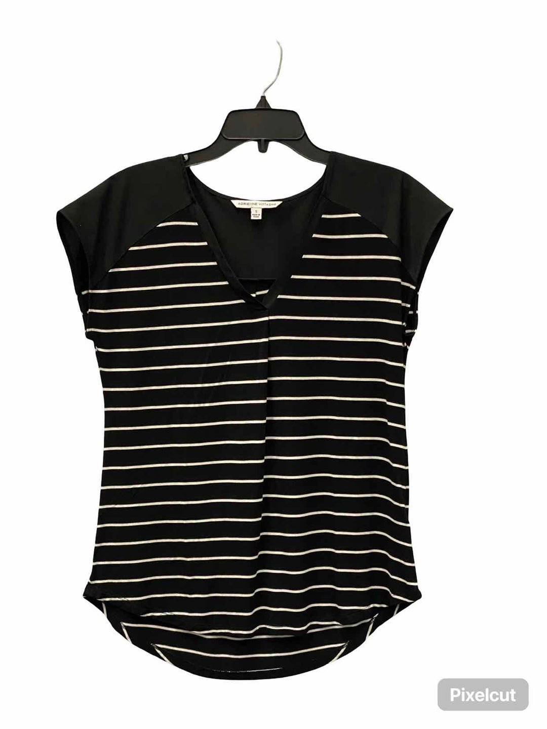Adrienne Vittadini Size S Black White Striped Short Sleeve Shirts