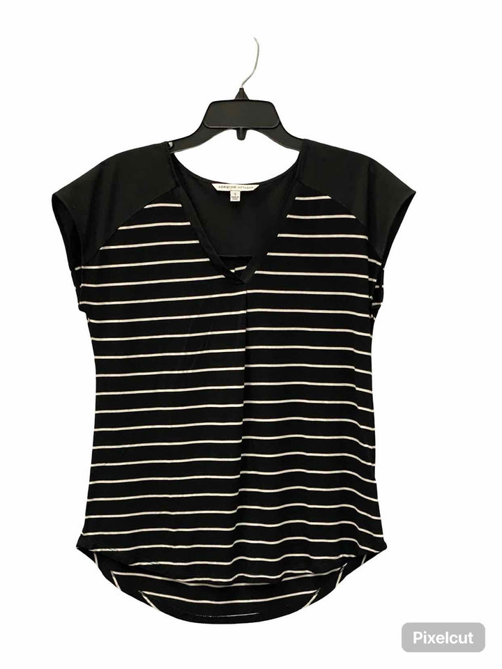 Adrienne Vittadini Size S Black White Striped Short Sleeve Shirts